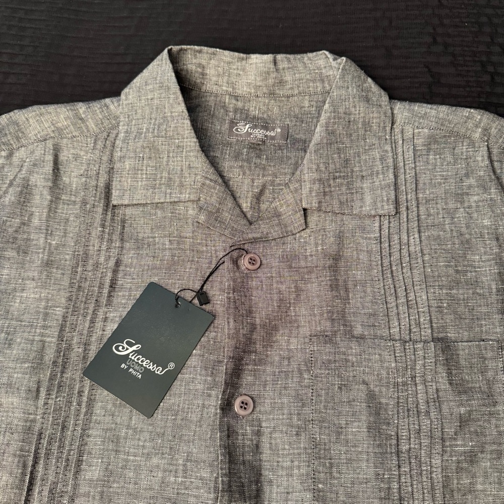NEW! Successo Uomo By Phita Men’s Shirt Size XL Linen & Cotton Light Gray NWT!